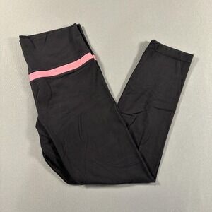 Lululemon Black Ankle Leggings Womens Apx: M Pink Waistband Stretch Yoga